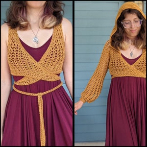 Pattern: Goldenrod Wrap Top / Crochet top pattern / Optional hood and sleeves