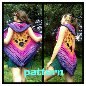 MUSTER: Long-Tailed Lotus Mandala Weste häkeln / PDF download