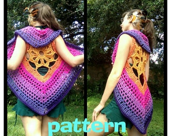 PATTERN: Long-Tailed Lotus Mandala Vest Crochet / PDF download