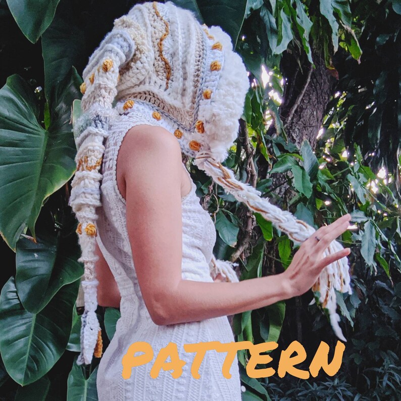 PATTERN Fae Elf Hood / Long pointed hood / Freeform crochet Etsy