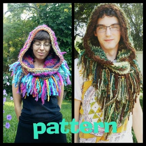 Pattern: "Fur trimmed" funky fringe hood / hooded scarf / scoodie