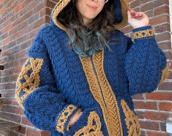 F*ck AI Celtic Coat / Crochet Pattern / Cabling Coat and Hoodie