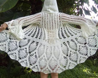 Pattern: Fairy Queen Coat / Crochet Coat Duster Cardigan / Fantasy Bridal