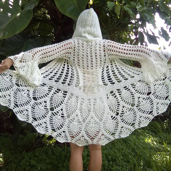 Pattern: Fairy Queen Coat / Crochet Coat Duster Cardigan / Fantasy Bridal