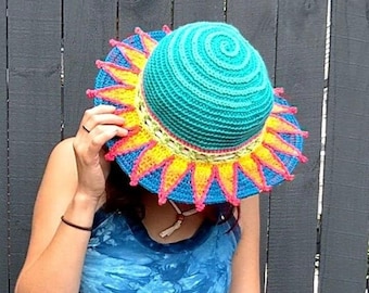 Pattern: Flower Forager Sunhat / Crochet wide brimmed sunhat / PDF download