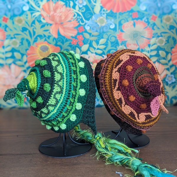 Patrón: Gorro Sprout / Gorro puntiagudo Pixie con hojas