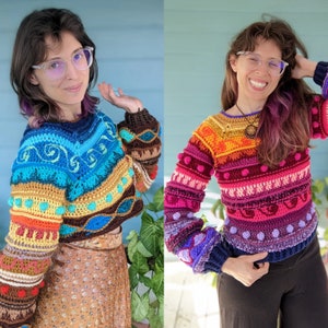 Pattern: Folklore Sweater Shrug / Crochet sweater crop top bolero shrug pattern / PDF and Video