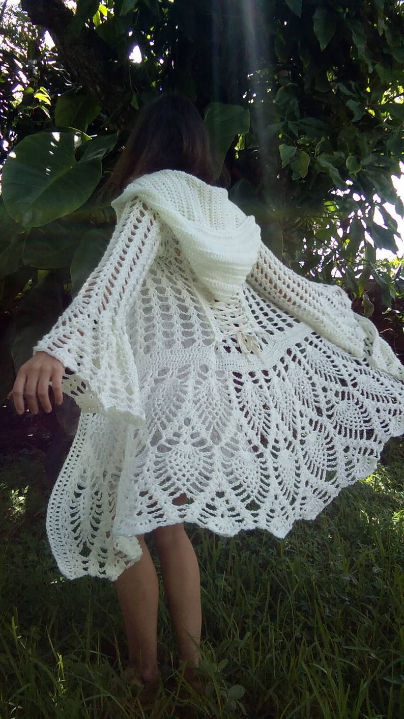 Pattern: Fairy Queen Coat / Wrap Dress or Cardigan / Bridal / Pineapple crochet / PDF download image 5