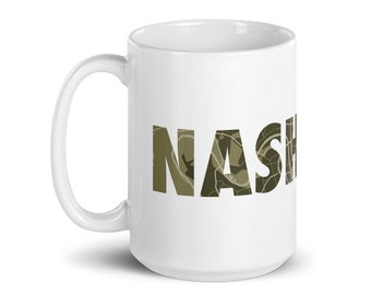 Nashville Ceramic Mug in Forest Green / White Glossy Coffee Mug