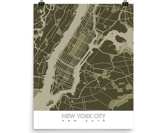 New York City Map Print - Forest