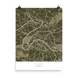 Paris Map Print - Wald / Reisekunst / Map Art / grafische Kunst / minimalistische Kunst