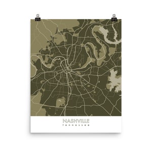 Nashville Karte Print - Wald / Nashville Karte / Nashville Karte / Minimalistische Karte