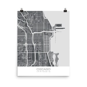 Impresión del mapa de Chicago - Gris