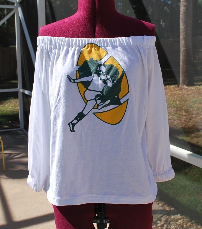 off the shoulder green bay packers shirt