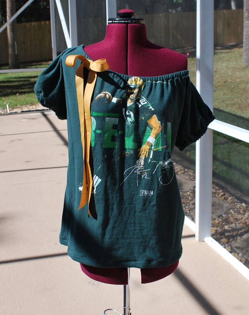 off the shoulder green bay packers shirt