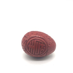 Gorgeous Chinese Carved Cinnabar Egg Shaped Figurine Paperweight