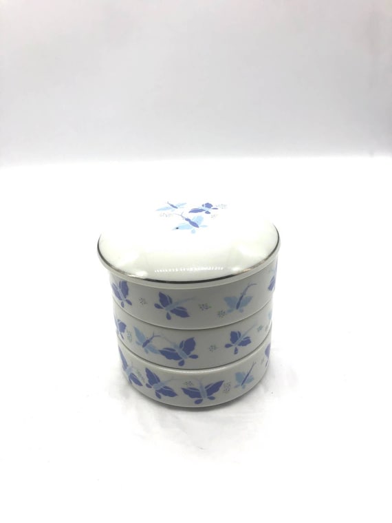 Gorgeous Three Compartment Stackable Butterfly Tr… - image 8