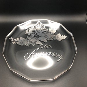 Gorgeous 50th Anniversary Decorative Commerative Plate Silver Embellished