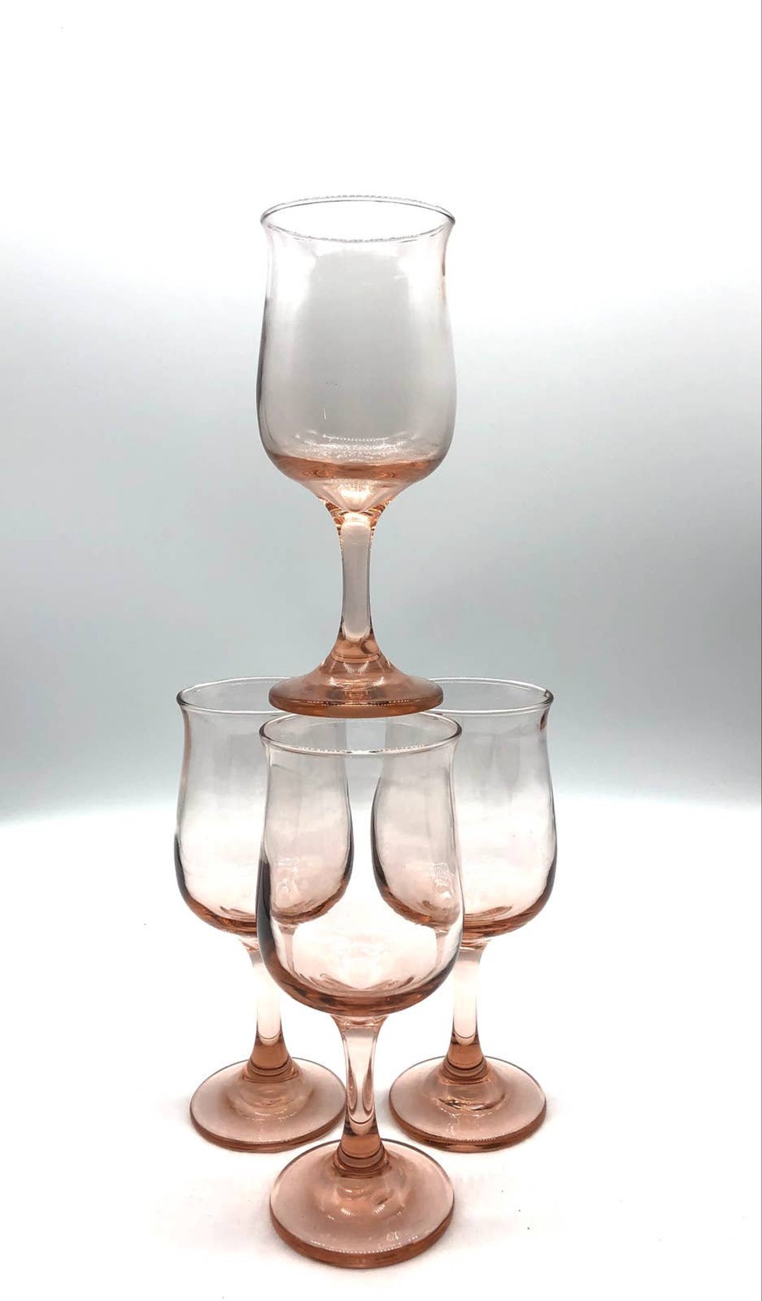 Four Pale Pink Tulip Wine Glasses Goblets Cordial Etsy