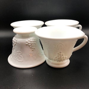 Four Colony Harvest Grape Milk Glass Cups Coffee Punch Tea