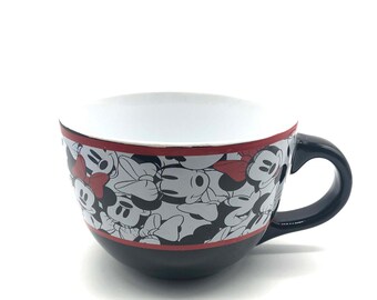 Super Cute Disney Multiple Minnie Mouse Images Large Coffee Mug Black Red White