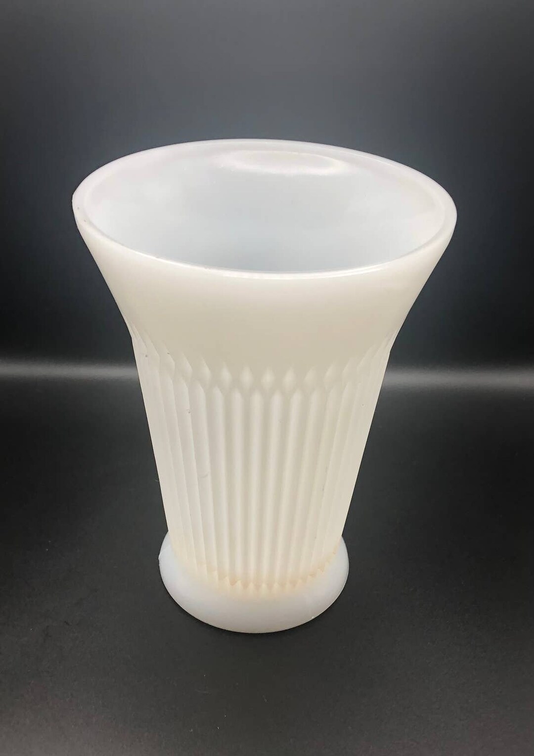 Unique Fluted Milk Glass Large Vase Etsy
