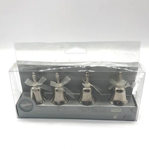 Set of Four Gorgeous Wilton Place Cards Holders Bells Silver Wedding Baby Party