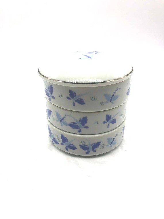 Gorgeous Three Compartment Stackable Butterfly Tr… - image 5