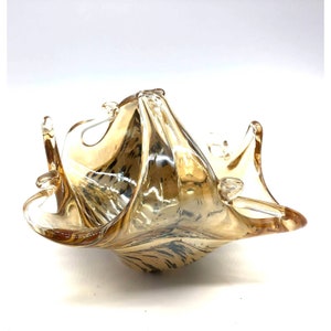 Vintage Murano Style Glass Basket Beautiful Tones of Brown