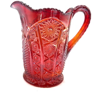 Stunning Indiana Glass Heirloom Sunset Red Pitcher