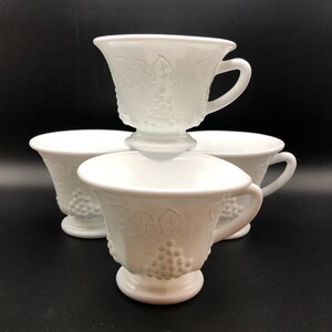 Four Colony Harvest Grape Milk Glass Cups Coffee Punch Tea