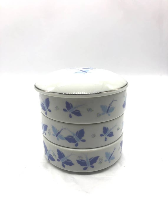 Gorgeous Three Compartment Stackable Butterfly Tr… - image 7