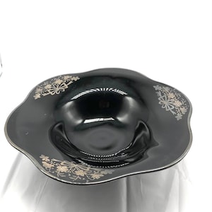 Black Glass Bowl with Sterling Silver Embellishments