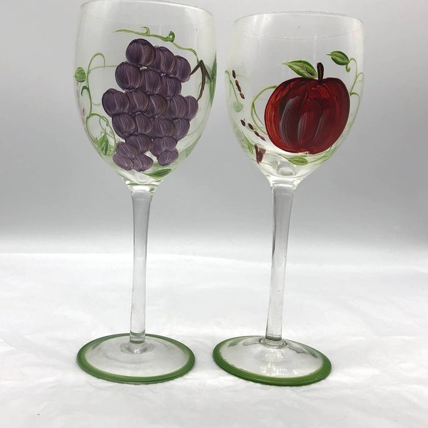 Handpainted Wine Glasses Etsy