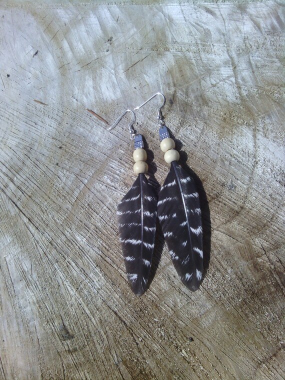 Items similar to Turkey Feather Earrings (More Choices) on Etsy