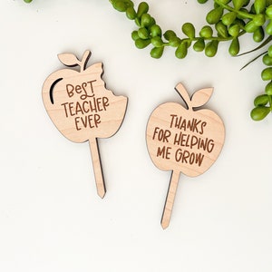 Apreciação digital do professor Apple Plant Pick SVG, obrigado por me ajudar a cultivar estaca de planta de jardim Arquivo de corte a laser, melhores arquivos do professor de todos os tempos