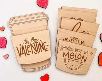 DIGITAL Valentine Coffee Cup Giftcard Holder SVG Laser Files, Valentine's Day SVG Laser File, Gift Card Holder Svg Glowforge File