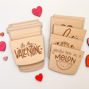 DIGITAL Valentine Coffee Cup Giftcard Holder SVG Laser Files, Valentine&#39;s Day SVG Laser File, Gift Card Holder Svg Glowforge File