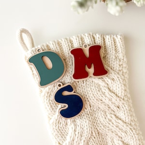 DIGITAL Layered Initials Christmas Holiday Gift Stocking Tags SVG Glowforge Laser Cut File, A-Z Personalized Name Ornaments Laser Files