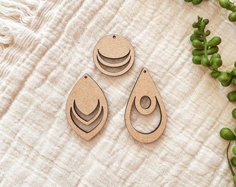 DIGITAL Boho Drop Dangle Earrings SVG Bundle 1, Cutout Teardrop Earrings Svg Laser File, Glowforge Earring Files, Cricut Earring Files
