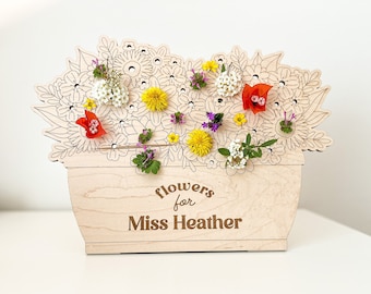 DIGITAL Teacher Flower Holder with Stand SVG Glowforge Laser Cut File, Flowers for Teacher Appreciation Gift Classroom Decor Svg Download