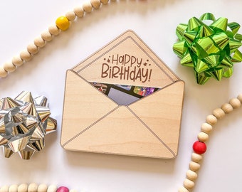 DIGITAL Happy Birthday Envelope Giftcard Holder SVG Laser File, Commercial Friendly Gift Card Holder Svg Glowforge Laser Cut Files