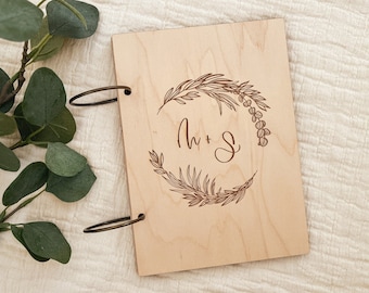 DIGITAL Personalizable Floral Wreath Wedding Card Keeper SVG Archivo de corte láser, Uso comercial Grabado Titular de la tarjeta de madera Regalo Glowforge File