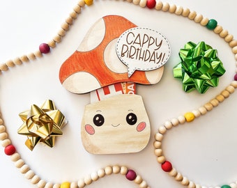 DIGITAL Happy Birthday Thank You Cute Mushroom Gift Card Holder SVG Glowforge Laser Cut File, Teacher Appreciation Giftcard Holder Svg