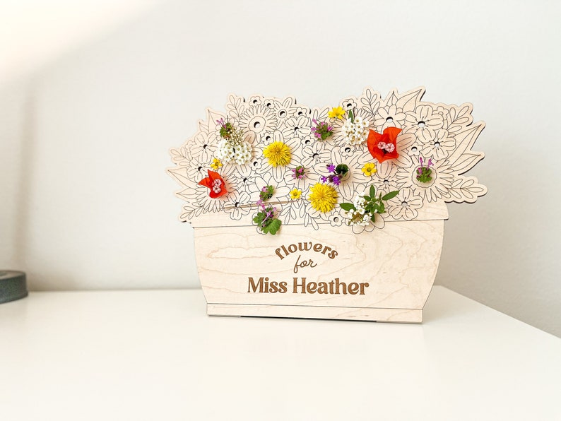 DIGITAL Teacher Flower Holder With Stand SVG Glowforge Laser Cut File ...