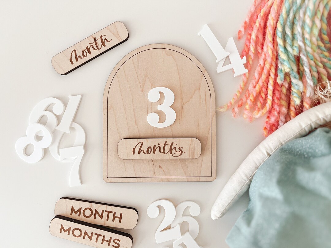 DIGITAL Interchangeable Monthly Milestone Markers SVG Laser Cut File ...