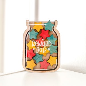 DIGITAL Class Stars Reward Jar SVG Glowforge Laser Cut File, Kids Star Jar Classroom Homeschool Reward Mason Jar Laser Machine Files image 2