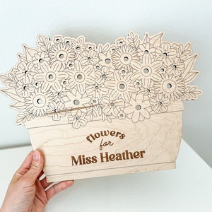 DIGITAL Teacher Flower Holder With Stand SVG Glowforge Laser Cut File ...