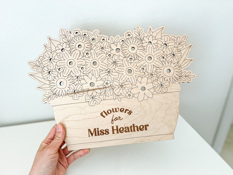 DIGITAL Teacher Flower Holder With Stand SVG Glowforge Laser Cut File ...