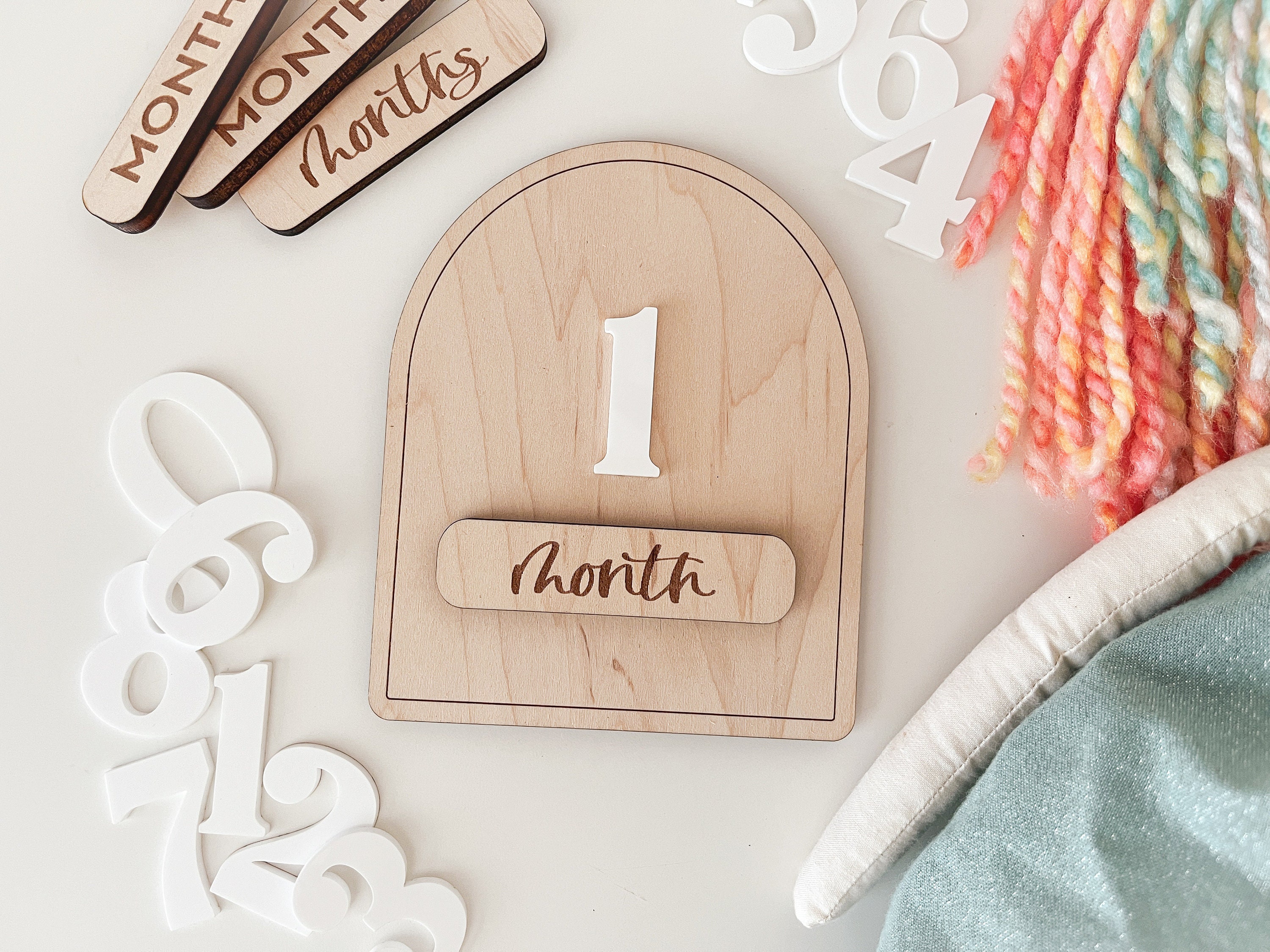 DIGITAL Interchangeable Monthly Milestone Markers SVG Laser Cut File ...